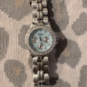 Vintage Fossil Blue Crystal Bling Watch
